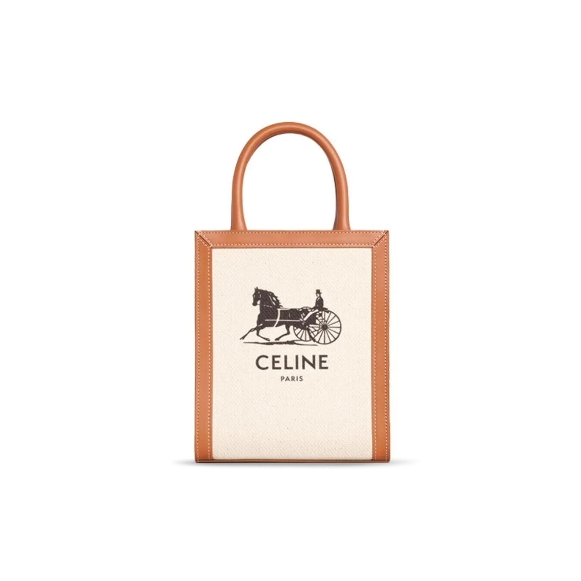 Ce**e mini tote in cabas sulky printed fabric and cowhide leather 193302dci.02nt (21*17*4cm)